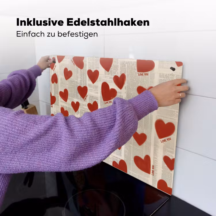 Hartjes - Krant - Loveyou Inductie beschemer met haakjes klein -ky-ophangen-de