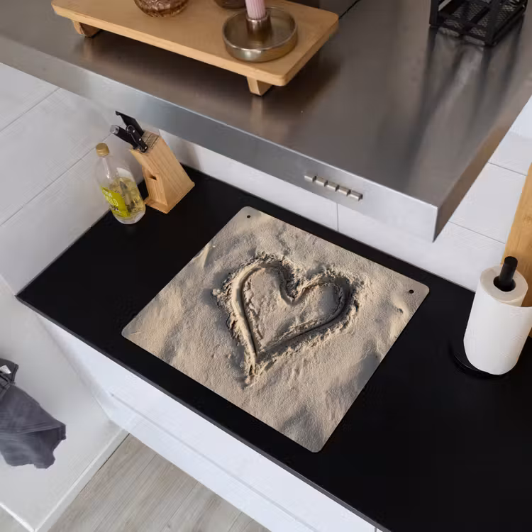 Hartvorm - Getekend - Beige - Zand Inductie beschemer met haakjes middel -sfeer1