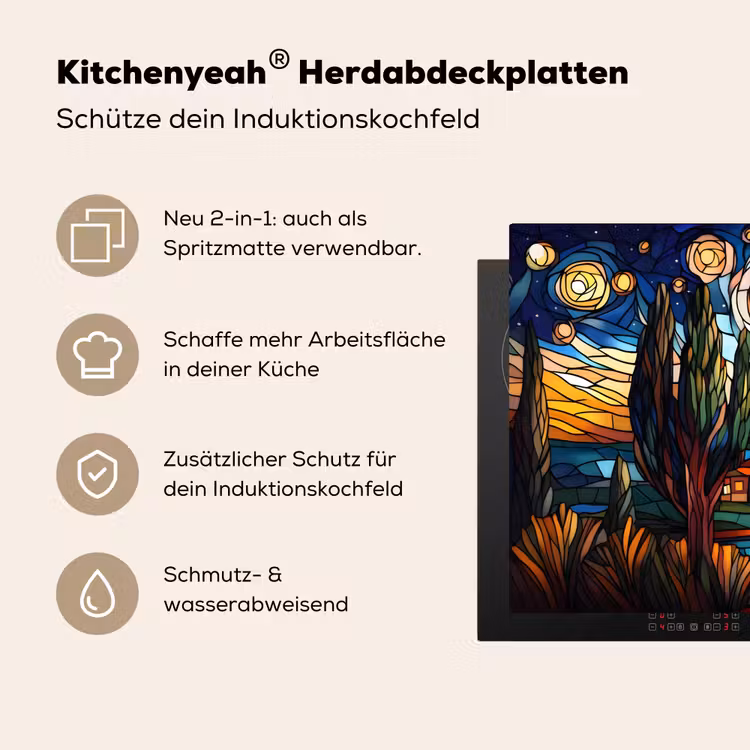 Hemel - Sterren - Mozaïek - Huizen Inductie beschemer met haakjes klein -ky-usp-de