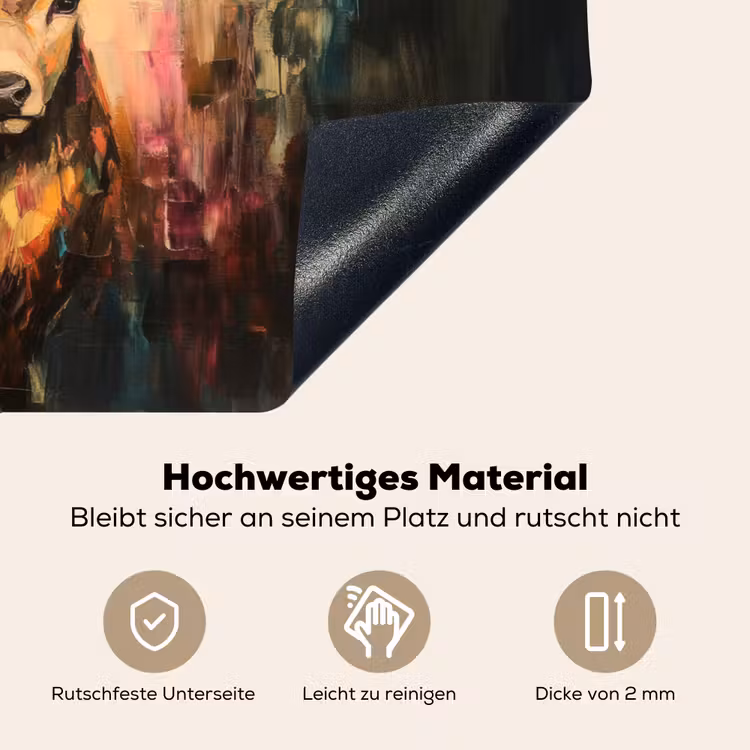 Hert - Geverfd - Gewei - Bruin Inductie beschemer met haakjes klein -ky-onderkant-de