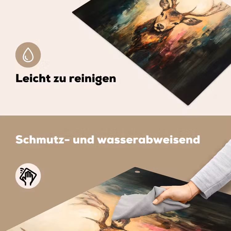 Hert - Geverfd - Gewei - Bruin Inductie beschemer met haakjes klein -ky-schoon-de