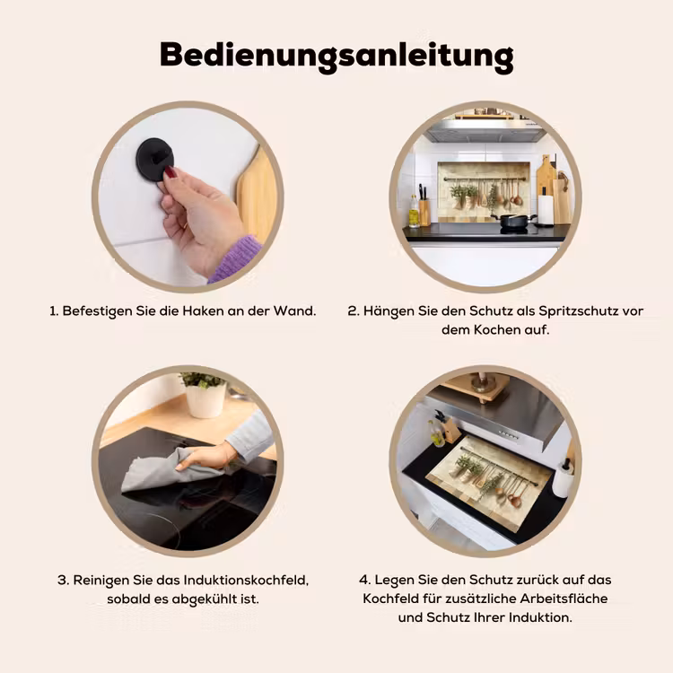 Hout - Keukengerei - Stilleven - Tegels Inductie beschemer met haakjes klein -ky-gebruik-de