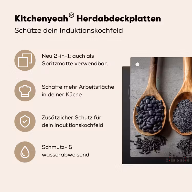 Houten - Lepels - Rijst - Zaden Inductie beschemer met haakjes klein -ky-usp-de