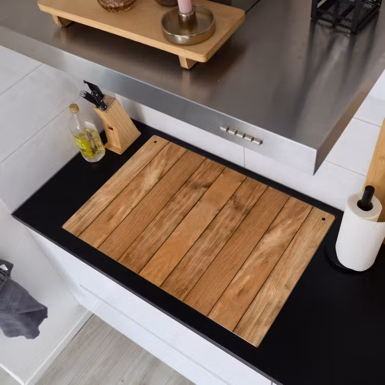 Hout - Naturel - Planken - Structuur Inductie beschemer met haakjes klein -sfeer1