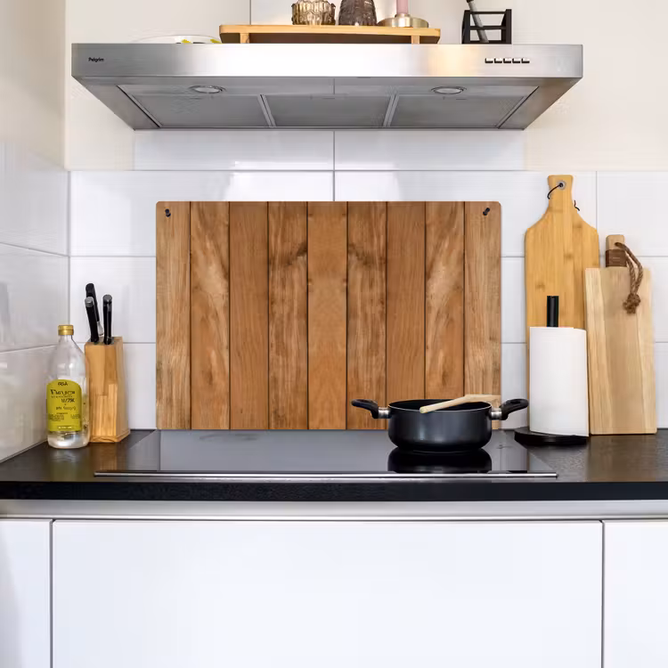 Hout - Naturel - Planken - Structuur Inductie beschemer met haakjes klein -sfeer2