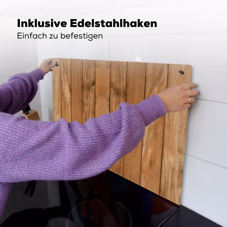 Hout - Naturel - Planken - Structuur Inductie beschemer met haakjes klein -ky-ophangen-de