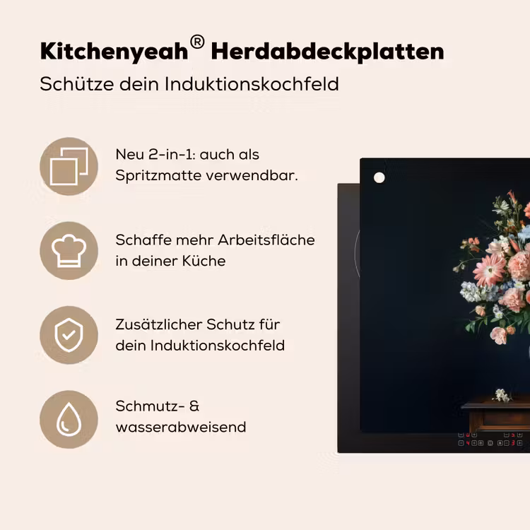 Hout - Vaas - Kleuren - Bloemen Inductie beschemer met haakjes klein -ky-usp-de