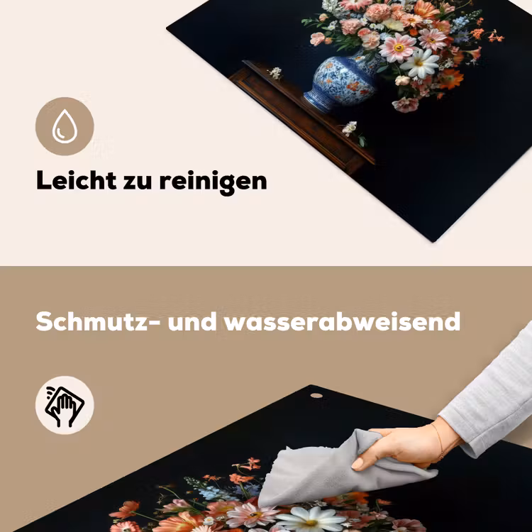 Hout - Vaas - Kleuren - Bloemen Inductie beschemer met haakjes klein -ky-schoon-de