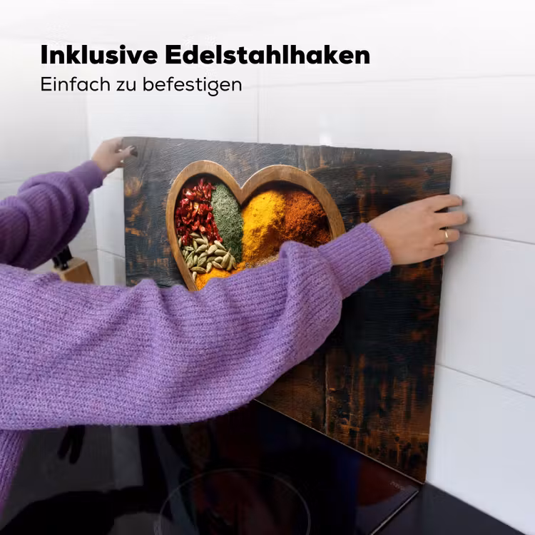 Houten - Hart - Kleurrijke - Specerijen Inductie beschemer met haakjes klein -ky-ophangen-de