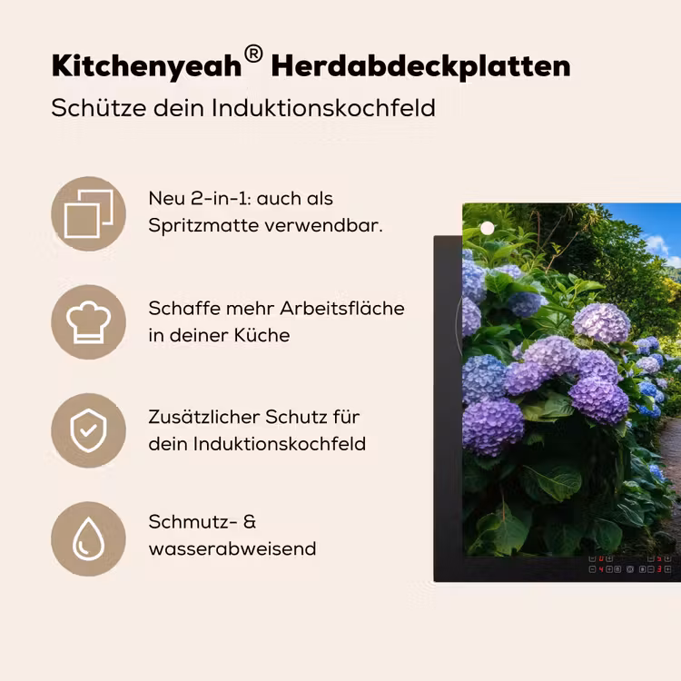 Hortsensia - Pad - Bloemen Inductie beschemer met haakjes klein -ky-usp-de