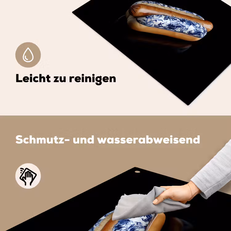 Hotdog - Porselein - Delfts blauw - Eten Inductie beschemer met haakjes klein -ky-schoon-de
