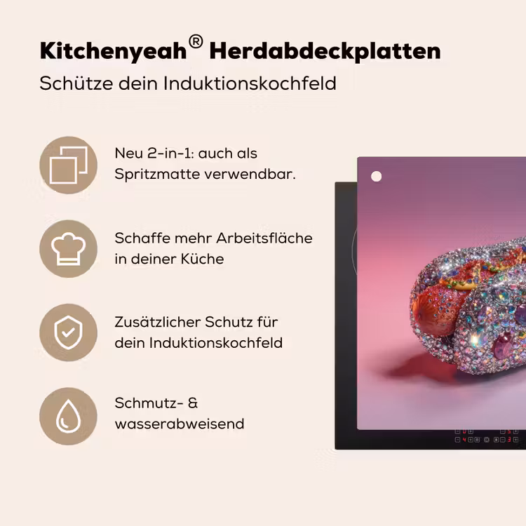 Hotdog - Steentjes - Glitters - Paars Inductie beschemer met haakjes middel -ky-usp-de