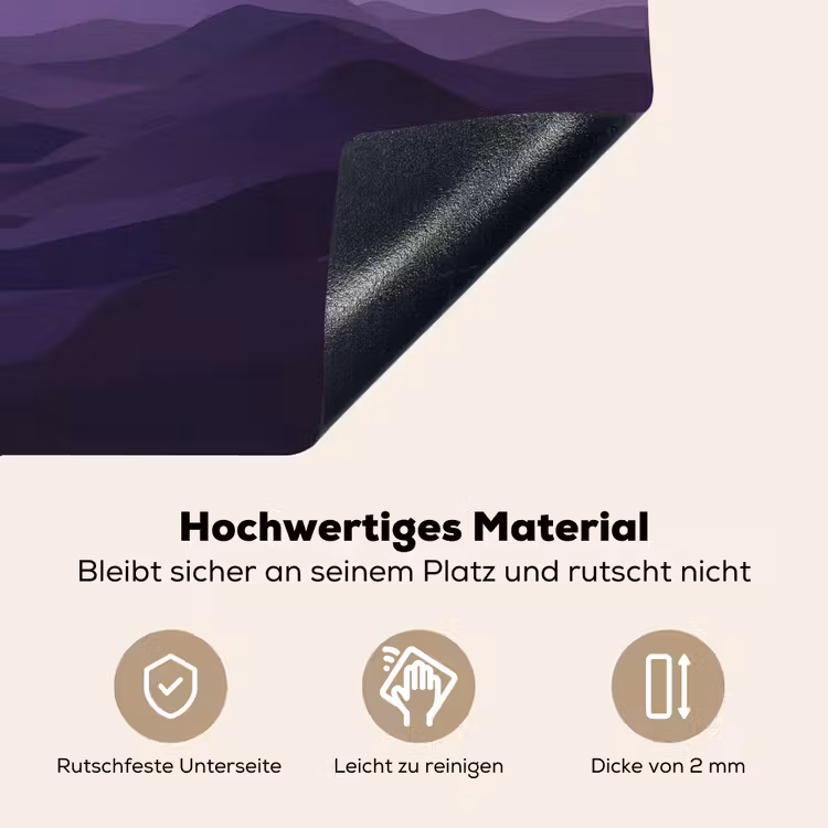 Heuvels - Paars - Mist - Zon Inductie beschemer met haakjes klein -ky-onderkant-de