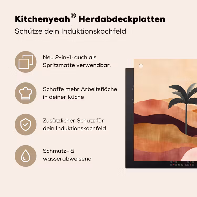 Heuvels - Palmbomen - Abstract Inductie beschemer met haakjes klein -ky-usp-de