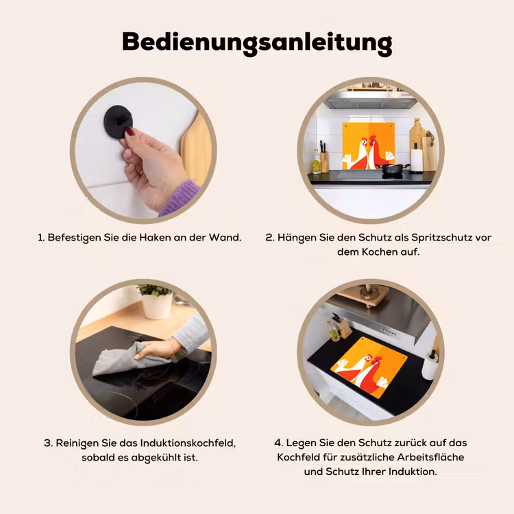 Kippen - Oranje - Vlakken Inductie beschemer met haakjes middel -ky-gebruik-de