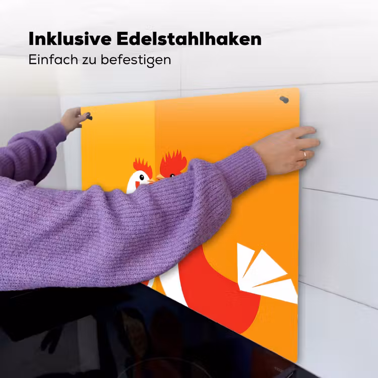 Kippen - Oranje - Vlakken Inductie beschemer met haakjes middel -ky-ophangen-de