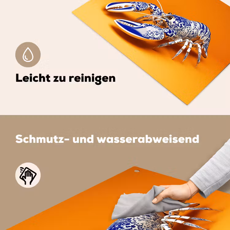 Kreeft - Delftsblauw - Schild - Stoer - Oranje Inductie beschemer met haakjes klein -ky-schoon-de