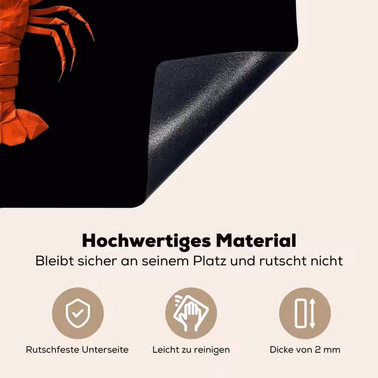 Kreeft - Papier - Origami papier - Rood Inductie beschemer met haakjes klein -ky-onderkant-de