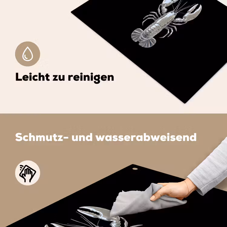 Kreeft - Zilver - Metallic - Luxe Inductie beschemer met haakjes klein -ky-schoon-de