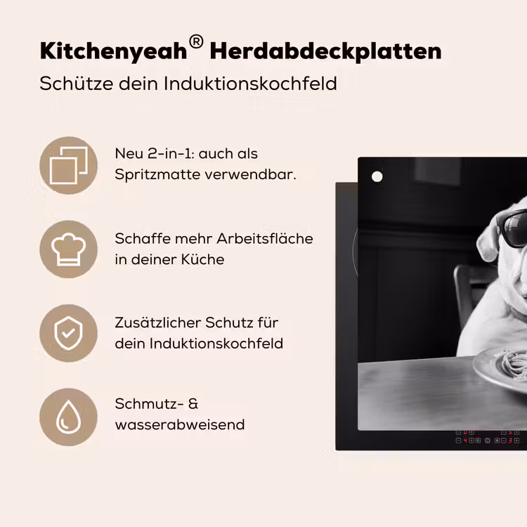 Hond - Bulldog - Pasta - Bril - Stoer - Dieren Inductie beschemer met haakjes klein -ky-usp-de