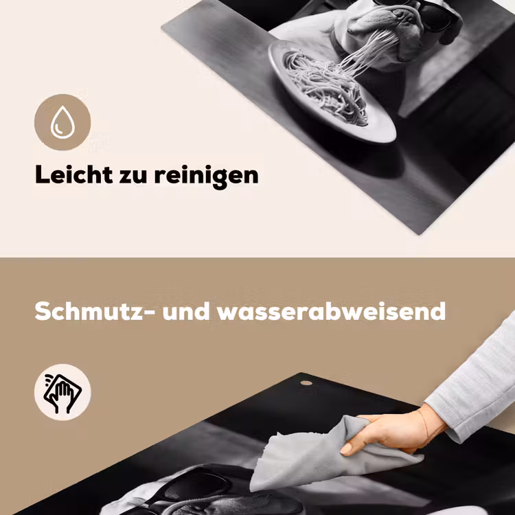 Hond - Bulldog - Pasta - Bril - Stoer - Dieren Inductie beschemer met haakjes klein -ky-schoon-de