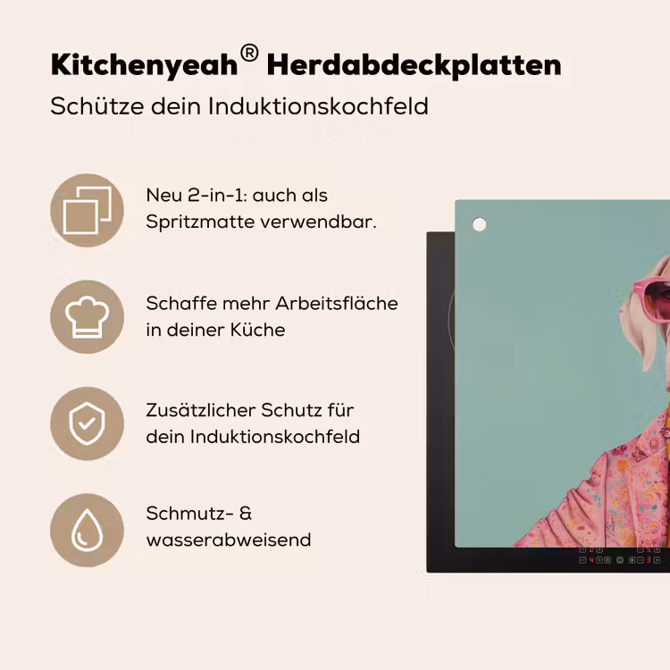 Hond - Overhemd - Bloemen - Bril Inductie beschemer met haakjes klein -ky-usp-de