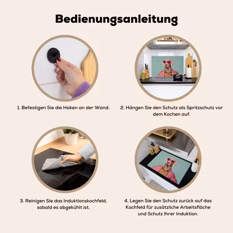 Hond - Overhemd - Bloemen - Bril Inductie beschemer met haakjes klein -ky-gebruik-de