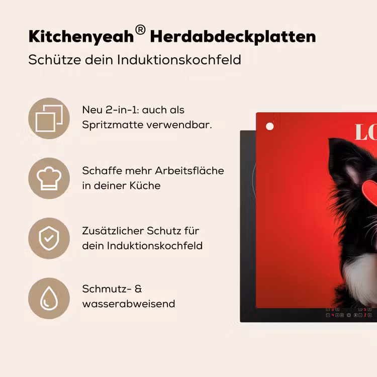 Hond - Hartjesbril - Loveyou - Rood Inductie beschemer met haakjes klein -ky-usp-de