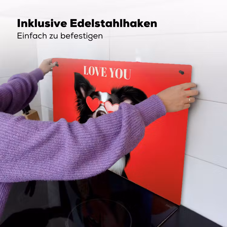 Hond - Hartjesbril - Loveyou - Rood Inductie beschemer met haakjes klein -ky-ophangen-de