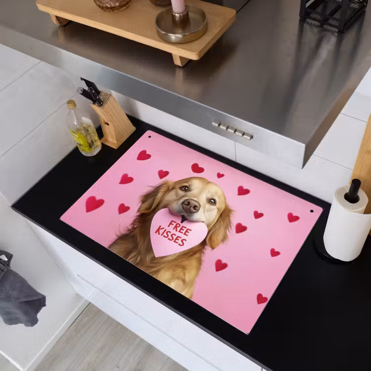 Hond - Kiss- Valentijn - Hartjes Inductie beschemer met haakjes klein -sfeer1