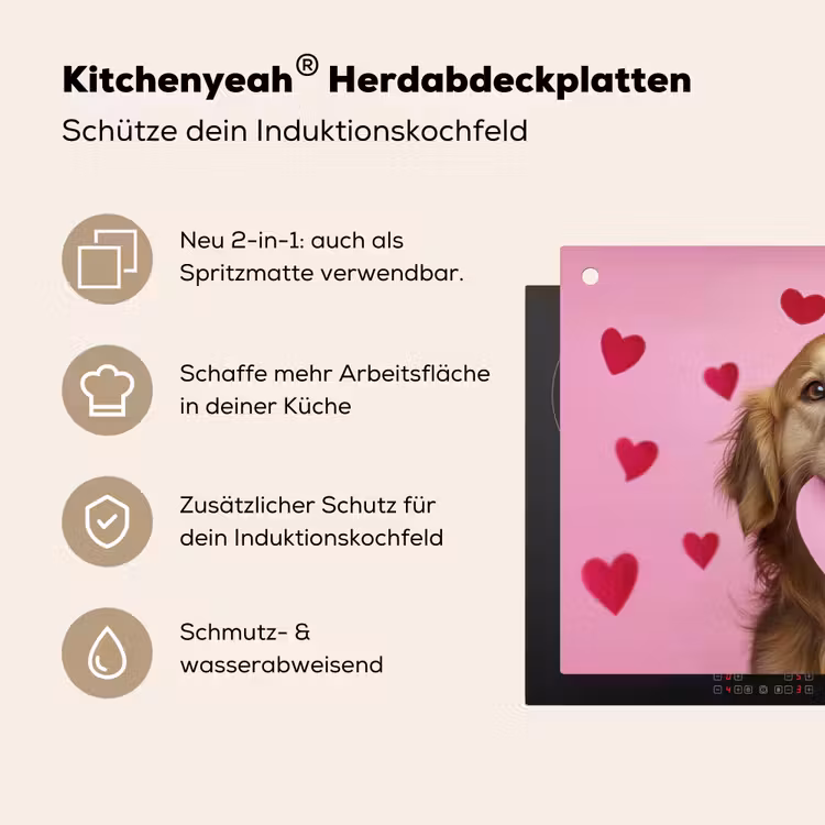 Hond - Kiss- Valentijn - Hartjes Inductie beschemer met haakjes klein -ky-usp-de