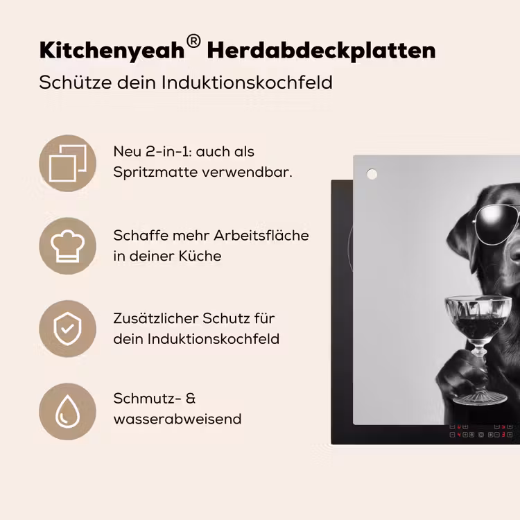 Hond - Zwart - Wijnglas - Zonnebril Inductie beschemer met haakjes middel -ky-usp-de