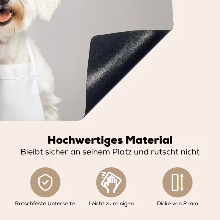 Hond - Wit - Kok Inductie beschemer met haakjes klein -ky-onderkant-de