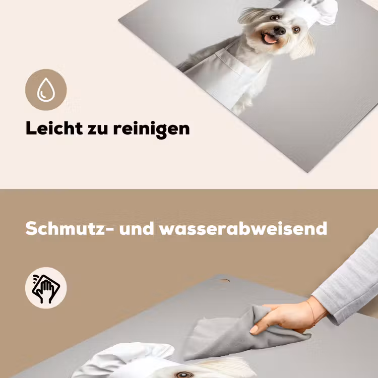 Hond - Wit - Kok Inductie beschemer met haakjes klein -ky-schoon-de