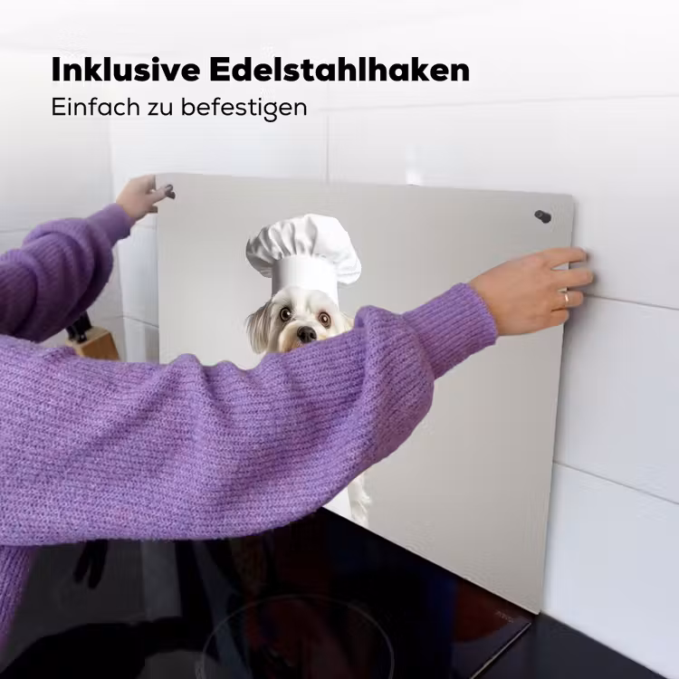 Hond - Wit - Kok Inductie beschemer met haakjes klein -ky-ophangen-de