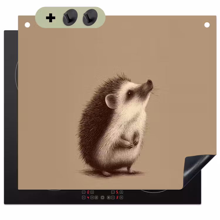 Egel - Snuitje - Bruin - Stekels Inductie beschemer met haakjes middel -3d