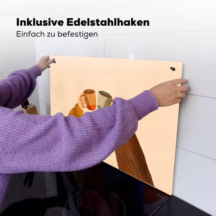Illustratie - Mokken - Proosten - Bruin Inductie beschemer met haakjes klein -ky-ophangen-de