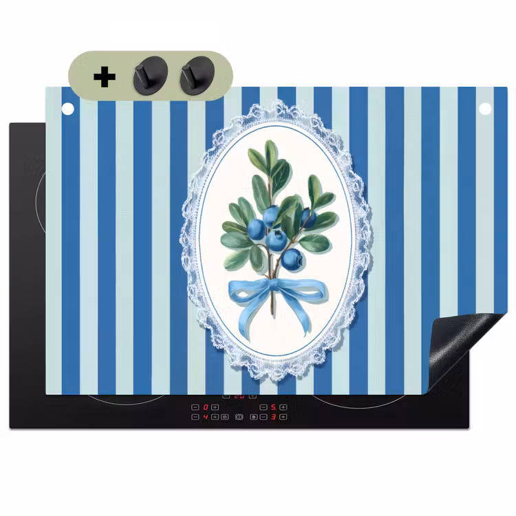 Illustratie - Bessen - Blauw - Strepen Inductie beschemer met haakjes klein -3d