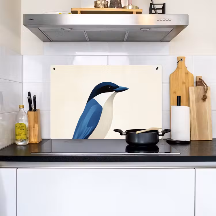 Illustratie - Blauw - Vogel Inductie beschemer met haakjes klein -sfeer2