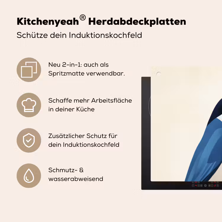 Illustratie - Blauw - Vogel Inductie beschemer met haakjes klein -ky-usp-de