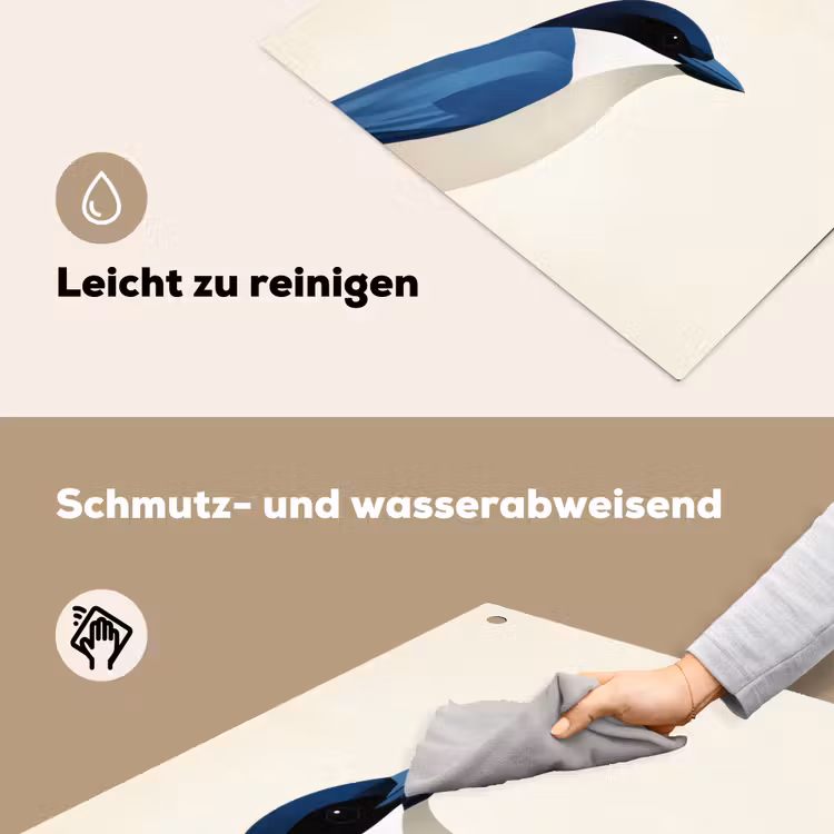 Illustratie - Blauw - Vogel Inductie beschemer met haakjes klein -ky-schoon-de