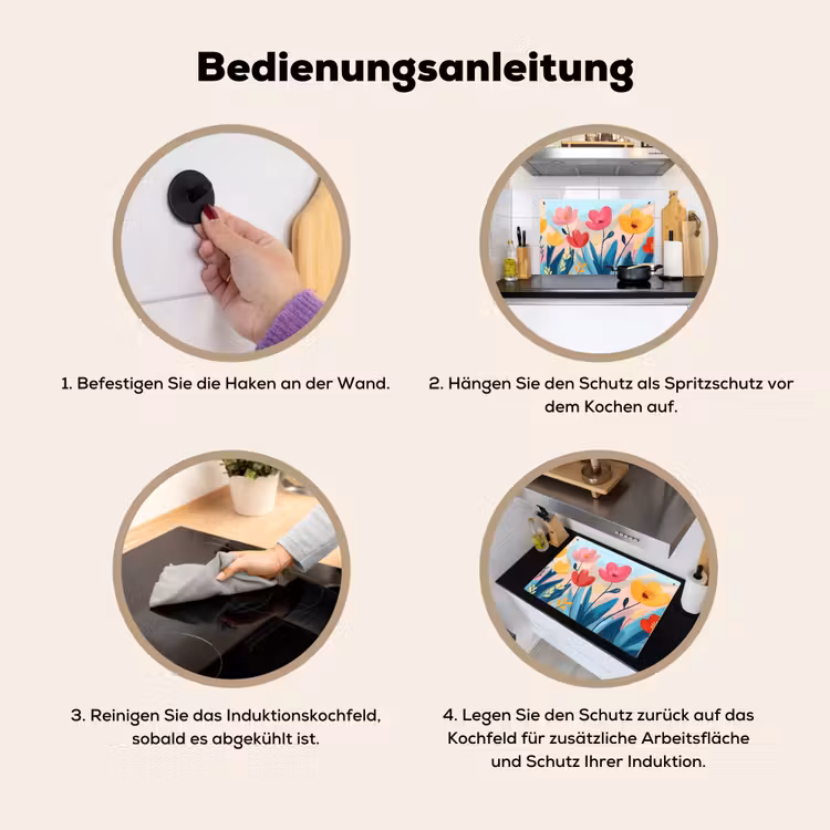Illustratie - Bloemen - Kleurrijk Inductie beschemer met haakjes klein -ky-gebruik-de
