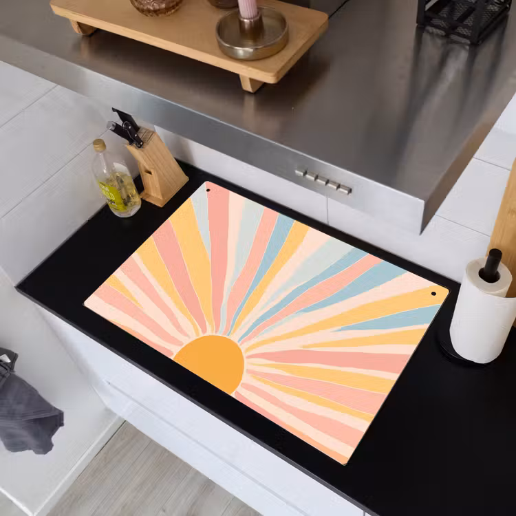 Illustratie - Zon - Pastelkleuren Inductie beschemer met haakjes klein -sfeer1