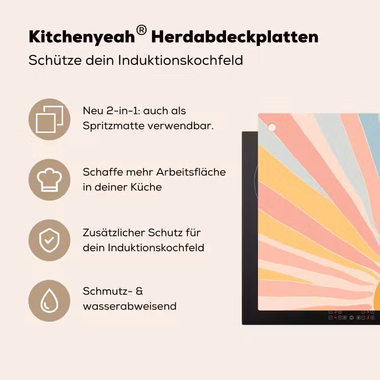 Illustratie - Zon - Pastelkleuren Inductie beschemer met haakjes klein -ky-usp-de
