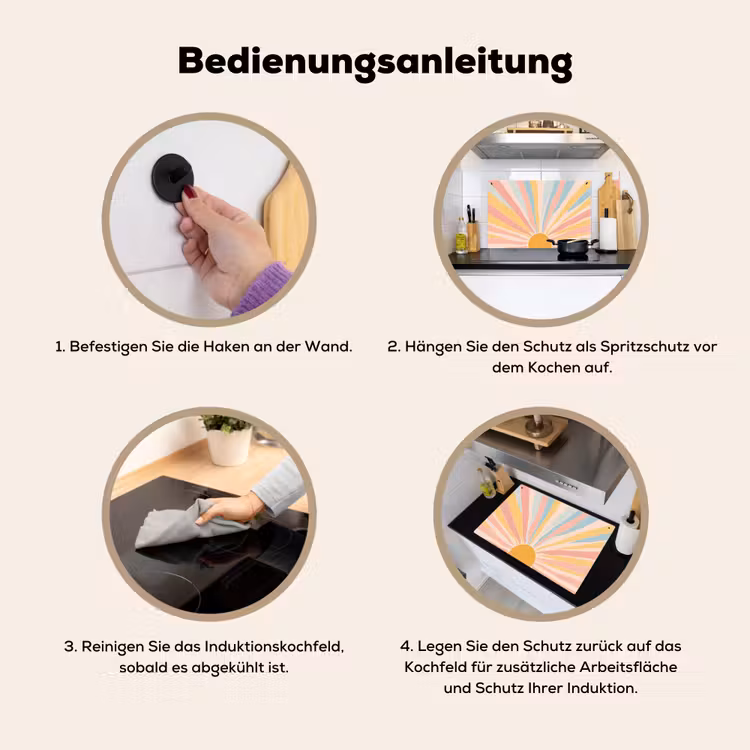 Illustratie - Zon - Pastelkleuren Inductie beschemer met haakjes klein -ky-gebruik-de
