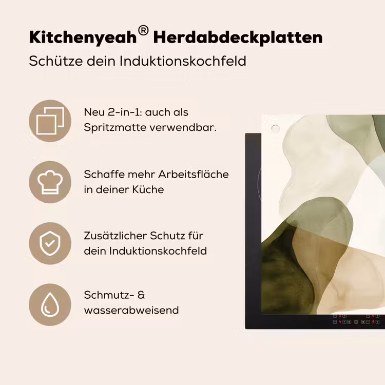 Japandi - Abstract - Groen Inductie beschemer met haakjes klein -ky-usp-de