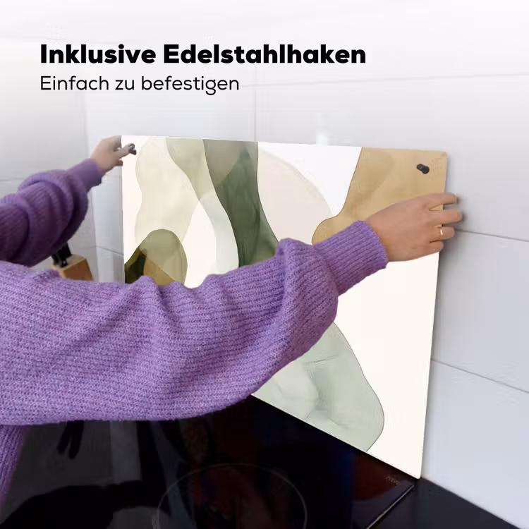Japandi - Abstract - Groen Inductie beschemer met haakjes klein -ky-ophangen-de