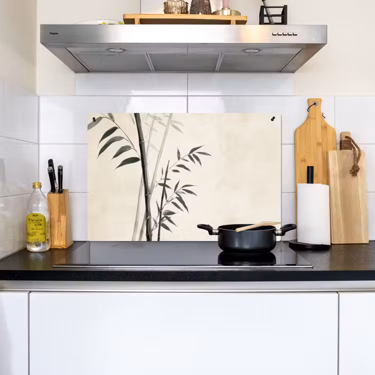Japandi - Bamboe - Beige Inductie beschemer met haakjes klein -sfeer2