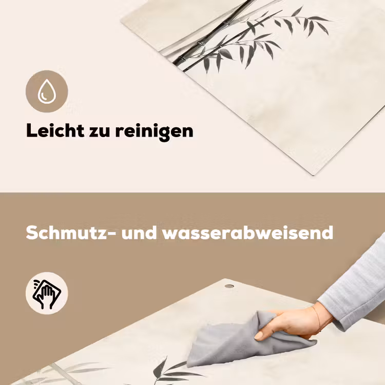 Japandi - Bamboe - Beige Inductie beschemer met haakjes klein -ky-schoon-de