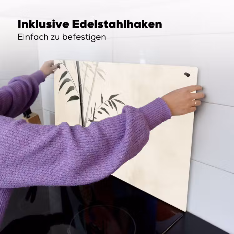 Japandi - Bamboe - Beige Inductie beschemer met haakjes klein -ky-ophangen-de